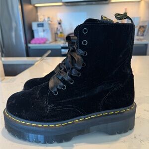 Dr. Martens Black Velvet Ankle Boots